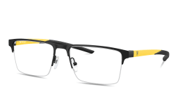 Shop SCUDERIA FERRARI Logo Half-Rim Wide Square Eyeglasses in Black Yellow online.