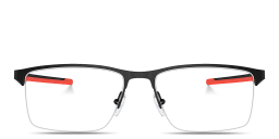 Shop SCUDERIA FERRARI Logo Half-Rim Wide Rectangle Eyeglasses in Black online.