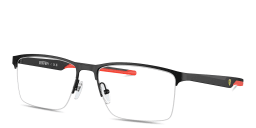 Shop SCUDERIA FERRARI Logo Half-Rim Wide Rectangle Eyeglasses in Black online.