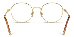 Shop MIU MIU Vertical Logo Round Eyeglasses in Gold online.