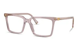 Shop MIU MIU Vertical Logo Square Eyeglasses in Transparent Purple online.