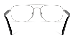 Shop PRADA Logo Wide Oval Eyeglasses in Silver online.