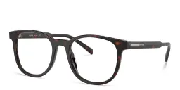 Shop PRADA Logo Panthos Eyeglasses in Tortoise online.
