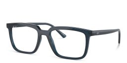 Shop Ray-Ban Alain Optics Unisex Rectangle Eyeglasses in Opal Dark Blue online.