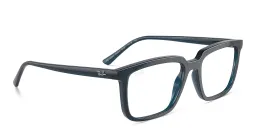Shop Ray-Ban Alain Optics Unisex Rectangle Eyeglasses in Opal Dark Blue online.