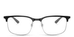 Shop Ray-Ban Optics Unisex Wide Square Eyeglasses in Black On Silver online.