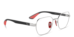 Shop Ray-Ban Optics Scuderia Ferrari Collection Unisex Irregular Eyeglasses in Silver online.