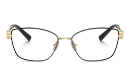 Shop TIFFANY T Motif Butterfly Eyeglasses in Black On Pale Gold online.