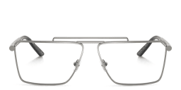 Shop VERSACE Greca Wide Rectangle Eyeglasses in Gunmetal online.