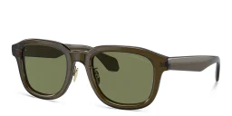 Shop GIORGIO ARMANI Logo Square Sunglasses in Green online.