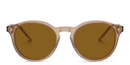 Shop GIORGIO ARMANI Logo Signature Panthos Sunglasses in Transparent Brown online.