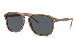 Shop GIORGIO ARMANI Logo Square Sunglasses in Transparent Brown online.