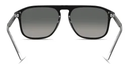 Shop GIORGIO ARMANI Logo Engraved Square Sunglasses in Black online.