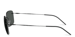 Shop GIORGIO ARMANI Logo Rimless Pillow Sunglasses in Matte Black online.