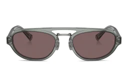 Shop BRUNELLO CUCINELLI Intarsia Rays Unisex Round Sunglasses in Transparent Grey online.