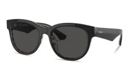 Shop BURBERRY Logo Print Panthos Sunglasses in Black online.