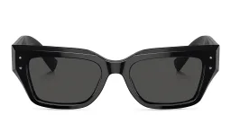 Shop Dolce & Gabbana Logo Rectangle Sunglasses in Black online.