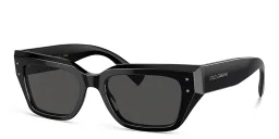Shop Dolce & Gabbana Logo Rectangle Sunglasses in Black online.