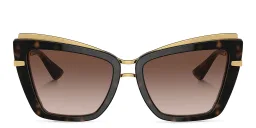 Shop Dolce & Gabbana Logo Cat-Eye Sunglasses in Havana online.