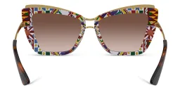 Shop Dolce & Gabbana Logo Cat-Eye Sunglasses in Havana online.