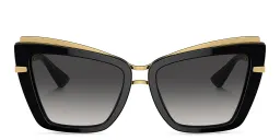 Shop Dolce & Gabbana Logo Cat-Eye Sunglasses in Black online.