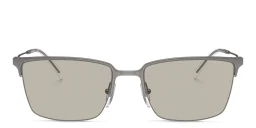 Shop Emporio Armani Logo Half-Rim Square Sunglasses in Matte Gunmetal online.