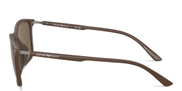 Shop Emporio Armani Logo Rectangle Sunglasses in Brown online.