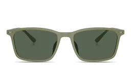 Shop Emporio Armani Logo Rectangle Sunglasses in Green online.