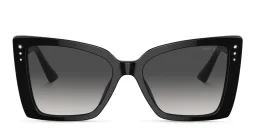 Shop JIMMY CHOO Rhinestone-Embellished Oversized Cat-Eye Sunglasses in Black online.