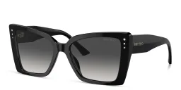 Shop JIMMY CHOO Rhinestone-Embellished Oversized Cat-Eye Sunglasses in Black online.