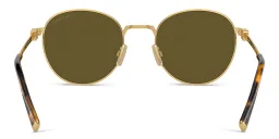 Shop MIU MIU Vertical Logo Round Sunglasses in Gold online.