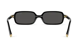 Shop MIU MIU Vertical Logo Rectangle Sunglasses in Black online.