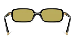 Shop MIU MIU Vertical Logo Rectangle Sunglasses in Black online.