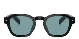 Shop PRADA Logo Round Sunglasses in Black online.