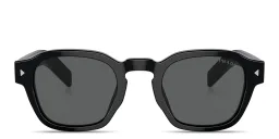 Shop PRADA Logo Round Sunglasses in Black online.