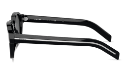 Shop PRADA Logo Round Sunglasses in Black online.