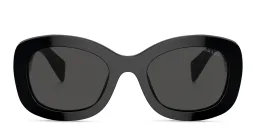 Shop PRADA Logo Oval Sunglasses in Black online.