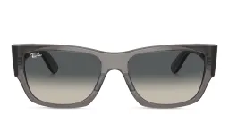 Shop Ray-Ban Carlos Unisex Rectangle Sunglasses in Opal Dark Grey online.