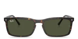Shop Ray-Ban Logo-Embossed Unisex Rectangle Sunglasses in Havana online.