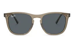 Shop Ray-Ban Logo Unisex Square Sunglasses in Transparent Brown online.