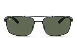 Shop Ray-Ban Logo Unisex Rectangle Sunglasses in Black online.