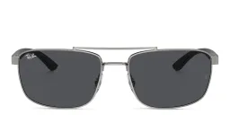 Shop Ray-Ban Logo Unisex Rectangle Sunglasses in Gunmetal online.
