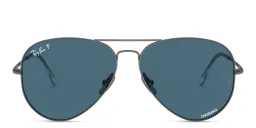 Shop Ray-Ban Aviator Titanium Unisex Sunglasses in Gunmetal online.