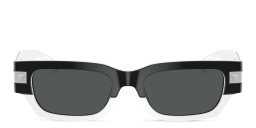 Shop VERSACE Medusa Rectangle Sunglasses in Double Layer Black & White online.