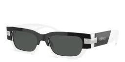 Shop VERSACE Medusa Rectangle Sunglasses in Double Layer Black & White online.