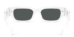 Shop VERSACE Medusa Rectangle Sunglasses in Double Layer Black & White online.