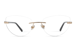 Shop EYE'M Rimless Wide Cat-Eye Eyeglasses in Gold Black online.