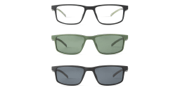 Shop EYE'M Clip-On Rectangle Eyeglasses in Rubber Black online.