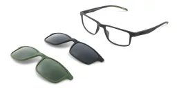 Shop EYE'M Clip-On Rectangle Eyeglasses in Rubber Black online.