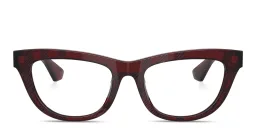Shop BURBERRY Check Pattern Rectangle Eyeglasses in Red online.